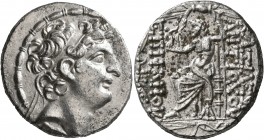 SELEUKID KINGS OF SYRIA. Antiochos VIII Epiphanes (Grypos), 121/0-97/6 BC. Tetradrachm (Silver, 27 mm, 15.49 g, 1 h), Antiochia on the Orontes, 109-96...