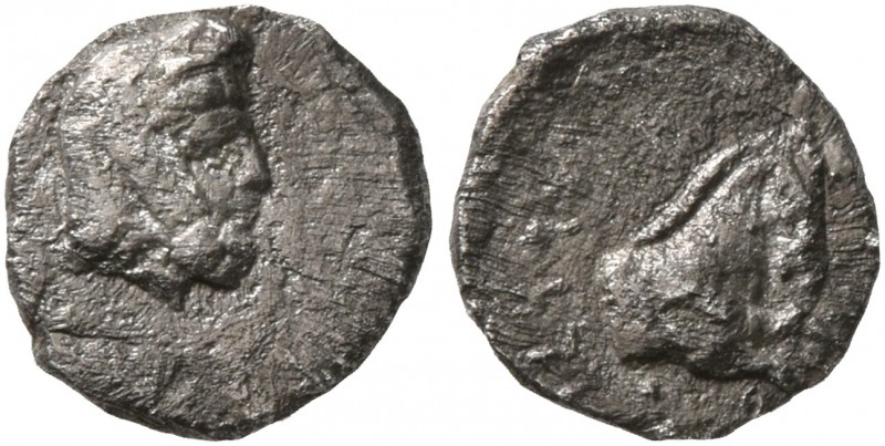 SAMARIA. Circa 375-333 BC. Hemiobol (Silver, 8 mm, 0.28 g, 7 h). Bearded male he...
