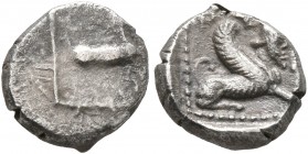 SAMARIA. 'Middle Levantine' Series. Circa 375-333 BC. Obol (Silver, 8 mm, 0.69 g, 7 h). Bridled horse walking to right; above, &#67667;&#67657; ('dy' ...