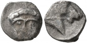 SAMARIA. 'Middle Levantine' Series. Circa 375-333 BC. Hemiobol (Silver, 7 mm, 0.33 g, 9 h). Facing head of gorgoneion with protruding tongue. Rev. Hea...