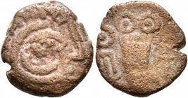 ARABIA, Northwestern. Lihyan. Circa 2nd-1st centuries BC. 'Drachm' (Bronze, 16 mm, 3.55 g, 1 h), imitating Athens. Devolved head ot Athena to right. R...