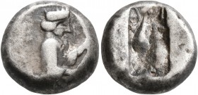PERSIA, Achaemenid Empire. Time of Darios I, circa 520-505 BC. Siglos (Silver, 14 mm, 5.35 g), Lydo-Milesian standard, Sardes. Half-length bust of Per...