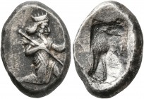 PERSIA, Achaemenid Empire. Time of Darios I to Xerxes II, circa 485-420 BC. Siglos (Silver, 17 mm, 5.35 g), Lydo-Milesian standard, Sardes. Persian ki...