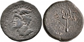 BYZACIUM. Alipota. Late 1st century BC. AE (Bronze, 18 mm, 4.13 g, 12 h). Head of Hermes to left, wearing winged petasos. Rev. &#67855;&#67851;&#67856...