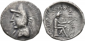 KINGS OF PARTHIA. Phriapatios to Mithradates I, circa 185-132 BC. Drachm (Silver, 18 mm, 3.94 g, 12 h), uncertain mint. Draped bust to left, wearing b...