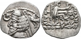 KINGS OF PARTHIA. Phraates IV, circa 38-2 BC. Drachm (Silver, 20 mm, 3.79 g, 12 h), Mithradatkart. Diademed and draped bust of Phraates IV to left, be...