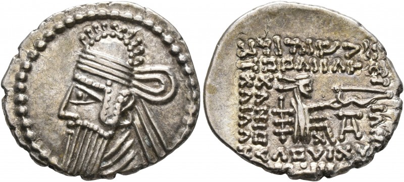 KINGS OF PARTHIA. Vologases IV, circa 147-191. Drachm (Silver, 21 mm, 3.70 g, 12...