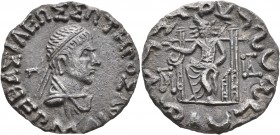 BAKTRIA, Indo-Greek Kingdom. Hermaios, circa 105-90 BC. Tetradrachm (Silver, 25 mm, 7.53 g, 12 h), Indian standard. Posthumous issue struck by Indo-Sk...