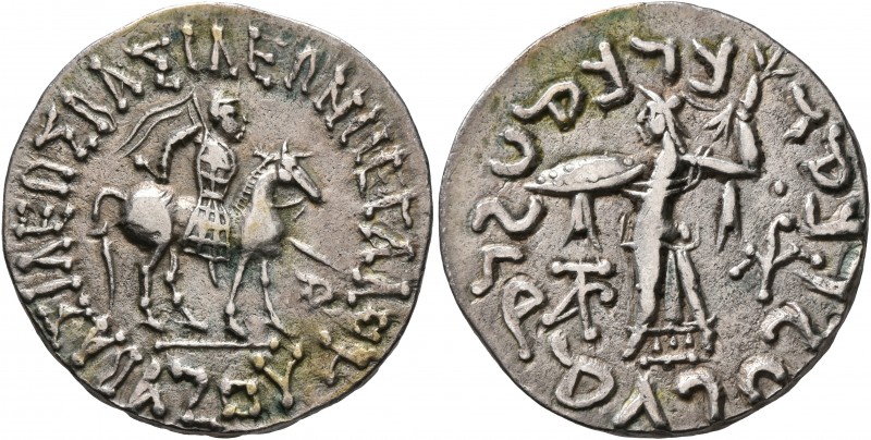 INDO-SKYTHIANS. Azes, circa 58-12 BC. Tetradrachm (Silver, 25 mm, 9.09 g, 1 h), ...