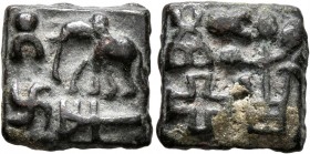 INDIA, Post-Mauryan (Sunga). Sunga Kingdom. Uncertain king. AE (Bronze, 14x14 mm, 3.54 g, 3 h), circa 2nd century BC. Elephant advancing left with ind...