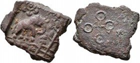 INDIA, Post-Mauryan (Deccan). Anonymous struck coinage. 2nd-1st century BC. AE (Bronze, 17x21 mm, 4.93 g), Ujjain, circa 2nd century BC. Elephant walk...