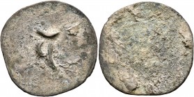 INDIA, Post-Gupta (Kamarupa [Assam]). Mlechchhas. Vanamalavarman (Vanamala), 670-990. AE (Bronze, 26 mm, 2.41 g). Large Nagari letter 'VA'. Rev. Blank...