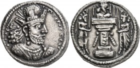 SASANIAN KINGS. Shahpur II, 309-379. Drachm (Silver, 23 mm, 4.09 g, 5 h), Mint IX (Kabul), after 320. Draped bust of Shahpur II to right, wearing mura...
