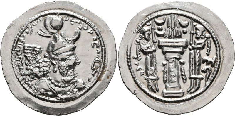 SASANIAN KINGS. Yazdgard I, 399-420. Dirham (Silver, 28 mm, 4.27 g, 4 h), KL (Ki...