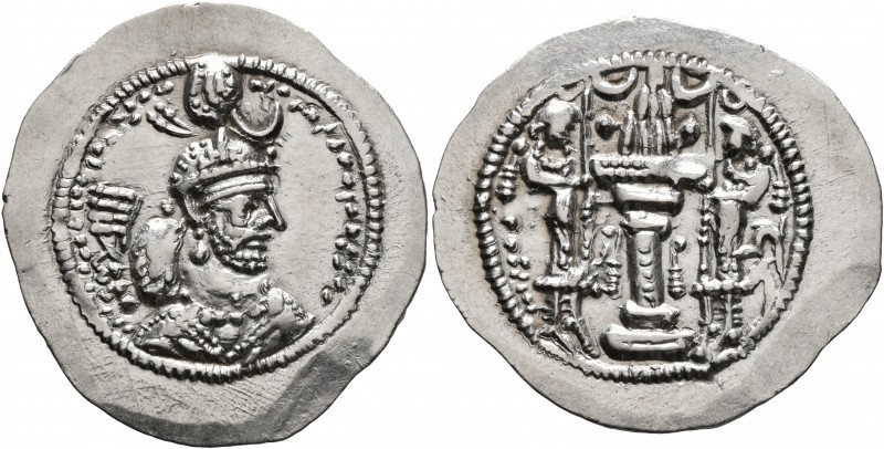 SASANIAN KINGS. Yazdgard I, 399-420. Drachm (Silver, 29 mm, 4.14 g, 3 h), LD (Ra...