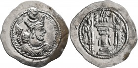 SASANIAN KINGS. Bahram V, 420-438. Drachm (Silver, 30 mm, 4.20 g, 3 h), AW (Ohrmazd-Ardashir). MZDYSN BGY WLHL'N MLKAn MLKA ('Worshipper of Lord Mazda...