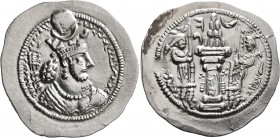 SASANIAN KINGS. Bahram V, 420-438. Drachm (Silver, 29 mm, 4.18 g, 4 h), AY (Eran-Khwarrah-Shapur). MZDYSN BGY WLHL'N MLKAn MLKA ('Worshipper of Lord M...