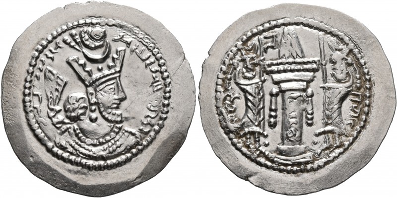 SASANIAN KINGS. Bahram V, 420-438. Drachm (Silver, 30 mm, 4.16 g, 3 h), GW (Gurg...