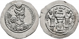 SASANIAN KINGS. Bahram V, 420-438. Drachm (Silver, 29 mm, 4.12 g, 4 h), WH (Weh-Andiyok-Shapur). MZDYSN BGY WLHL'N MLKAn MLKA ('Worshipper of Lord Maz...