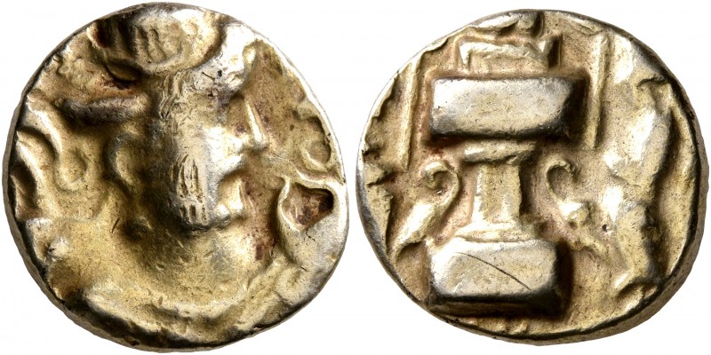 SASANIAN KINGS. Bahram V, 420-438. Dinar (Electrum, 17 mm, 6.95 g, 4 h), Sind, i...