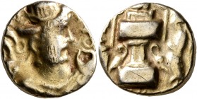 SASANIAN KINGS. Bahram V, 420-438. Dinar (Electrum, 17 mm, 6.95 g, 4 h), Sind, issued by local governors of Bahram V, the King of Kings. 'SRI' ('Lord'...