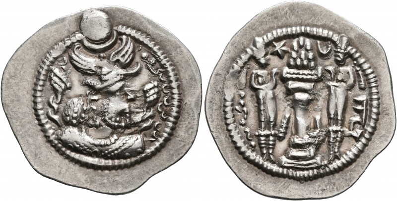 SASANIAN KINGS. Peroz I, 457/9-484. Drachm (Silver, 29 mm, 4.14 g, 3 h), AT (Adu...