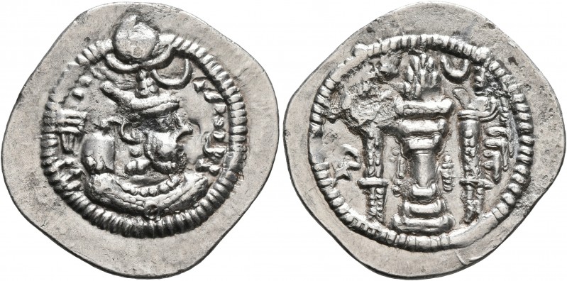 SASANIAN KINGS. Peroz I, 457/9-484. Drachm (Silver, 28 mm, 4.00 g, 3 h), BBA (th...