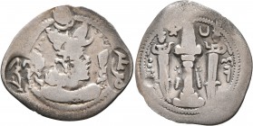 SASANIAN KINGS. Peroz I, 457/9-484. Drachm (Silver, 28 mm, 3.18 g, 4 h), DA (Darabjird). MZDYSN BGY KDY PYLWCY ('Worshipper of Lord Mazda, 'God' King ...