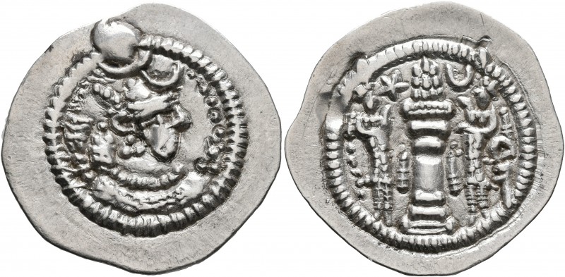 SASANIAN KINGS. Peroz I, 457/9-484. Drachm (Silver, 29 mm, 4.18 g, 3 h), MA (Med...