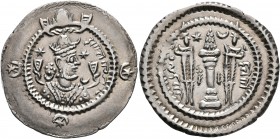 SASANIAN KINGS. Kavadh I, second reign, 499-531. Drachm (Silver, 27 mm, 4.13 g, 2 h), DYWAN, RY 34 = AD 522/3. KW'T AFZUT ('Kavad, may he increase' in...
