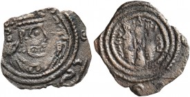 SASANIAN KINGS. Khosrau II, 591-628. Pashiz (Silver, 14 mm, 0.30 g, 4 h), ST (Stakhr), date illegible. Draped bust of Khosrau II to right, wearing ela...
