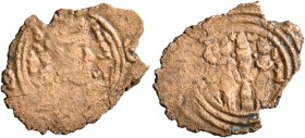 SASANIAN KINGS. Khosrau II, 591-628. Pashiz (Bronze, 18 mm, 0.81 g, 7 h), date and mint illegible. Draped bust of Khosrau II to right, wearing elabora...