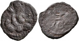 HUNNIC TRIBES, Alchon Huns. Uncertain king. AE (Bronze, 14 mm, 0.59 g), early anonymous Clan ruler, uncertain mint, late 4th to early 5th centuries. D...