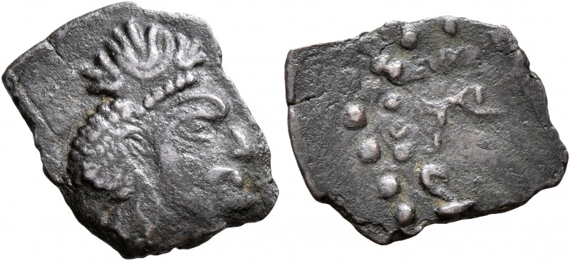 HUNNIC TRIBES, Nezak Huns. AE (Bronze, 12x14 mm, 0.92 g), circa 650. Head to rig...