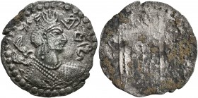 HUNNIC TRIBES, Western Turks. Sri Sahi, circa 650-700. Hemidrachm (Silver, 24 mm, 2.38 g, 9 h), uncertain mint, possibly in Zabulistan. Draped bust to...