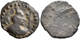 HUNNIC TRIBES, Western Turks. Sri Sahi, circa 650-700. Fraction (Bronze, 16 mm, 1.45 g), uncertain mint, possibly in Zabulistan. Draped bust to right,...