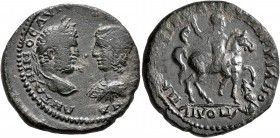 MOESIA INFERIOR. Marcianopolis. Caracalla, with Julia Domna, 198-217. Pentassarion (Bronze, 26 mm, 10.00 g, 1 h), Quintilianus, legatus consularis. ΑΝ...