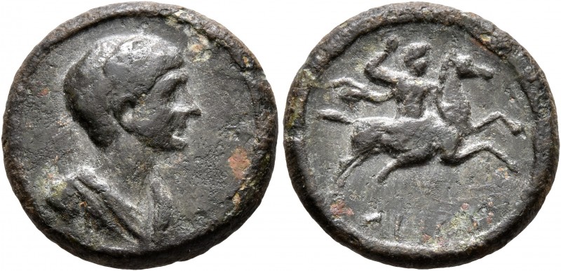 EPIRUS. Nicopolis. Trajan, 98-117. Hemiassarion (Bronze, 18 mm, 3.61 g, 6 h). [Α...