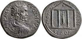 PONTUS. Comana. Septimius Severus, 193-211. Tetrassarion (Orichalcum, 30 mm, 11.18 g, 12 h), CY 172 = 205/6. AY K Λ CЄΠ CЄYHPOC Laureate, draped and c...