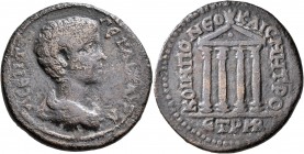 PONTUS. Neocaesarea. Geta, as Caesar, 198-209. Tetrassarion (Bronze, 31 mm, 14.32 g, 1 h), CY 142 = 205/6. Π CЄΠT ΓЄTAC KAICA Bare-headed, draped and ...