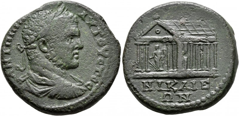 BITHYNIA. Nicaea. Caracalla, 198-217. Tetrassarion (Bronze, 27 mm, 15.00 g, 7 h)...