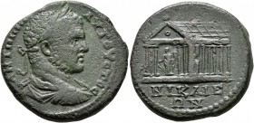 BITHYNIA. Nicaea. Caracalla, 198-217. Tetrassarion (Bronze, 27 mm, 15.00 g, 7 h), 211-217. ANTΩNINOC AYΓOYCTOC Laureate, draped and cuirassed bust of ...