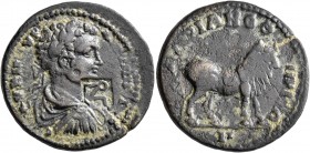 MYSIA. Hadrianotherae. Caracalla, 198-217. Diassarion (Orichalcum, 25 mm, 8.41 g, 5 h). AY K M AYP ANTΩNЄINO Laureate, draped and cuirassed bust of Ca...