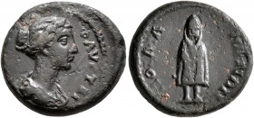 MYSIA. Poemanenum. Faustina Junior, Augusta, 147-175. Hemiassarion (Bronze, 17 mm, 3.84 g, 7 h), 147-161. ΦΑYϹΤΕΙ [ϹΕΒΑϹΤ] Draped bust of Faustina Jun...