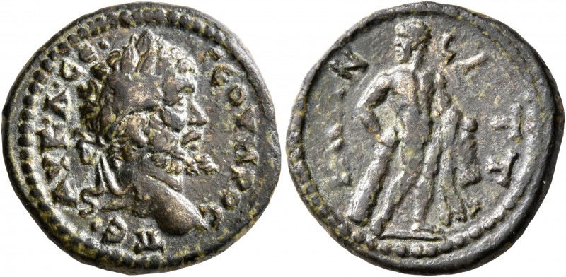 LYDIA. Saitta. Septimius Severus, 193-211. Hemiassarion (Bronze, 20 mm, 4.17 g, ...