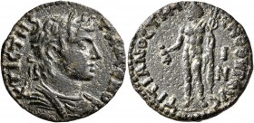 PHRYGIA. Temenothyrae. Pseudo-autonomous issue. Assarion (Bronze, 21 mm, 4.60 g, 7 h), Titianos, archiereus. Time of Valerian I and Gallienus, 253-260...