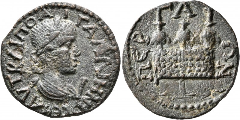 PAMPHYLIA. Perge. Gallienus, 253-268. 10 Assaria (Bronze, 27 mm, 11.91 g, 2 h). ...