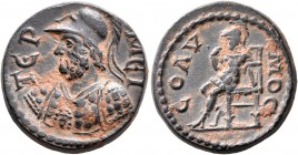 PISIDIA. Termessus Major. Pseudo-autonomous issue. Diassarion (Bronze, 20 mm, 6.95 g, 6 h), time of the Antonines, 138-192. TЄPMЄ Bearded and cuirasse...