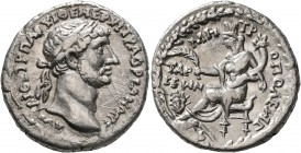 CILICIA. Tarsus. Hadrian, 117-138. Tridrachm (Silver, 25 mm, 9.00 g, 1 h). ΑΥΤ ΚΑΙ ΘΕ ΤΡ ΠΑΡ ΥΙ ΘΕ ΝΕΡ ΥΙ ΤΡ ΑΔΡΙΑΝΟϹ ϹE Laureate head of Hadrian to r...
