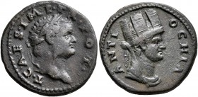 SYRIA, Seleucis and Pieria. Antioch. Vespasian, 69-79. Semis (Orichalcum, 20 mm, 5.00 g, 6 h), Rome mint, for Antioch. T•CAESAR•IMP•TR•POT• Laureate h...